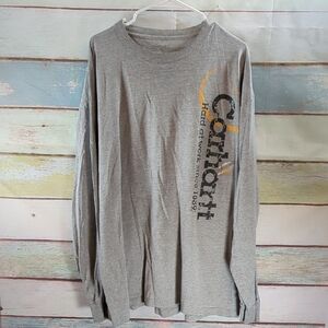 Carhartt Gray Long Sleeve Logo Shirt with Yellow Accent